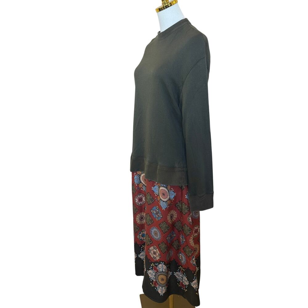 La Double J Olive Sweatshirt Midi Dress XL Silk Skirt Oversized Designer $900 - Picture 7 of 13